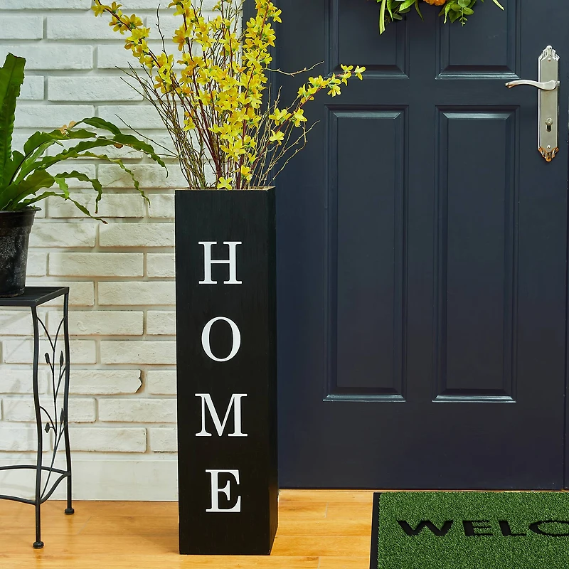 Glitzhome® 30" Black Wood Boxed Welcome Home Porch Sign