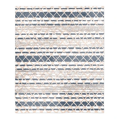 Blush Pink & Blue Woven Pattern Sherpa Fleece Blanket