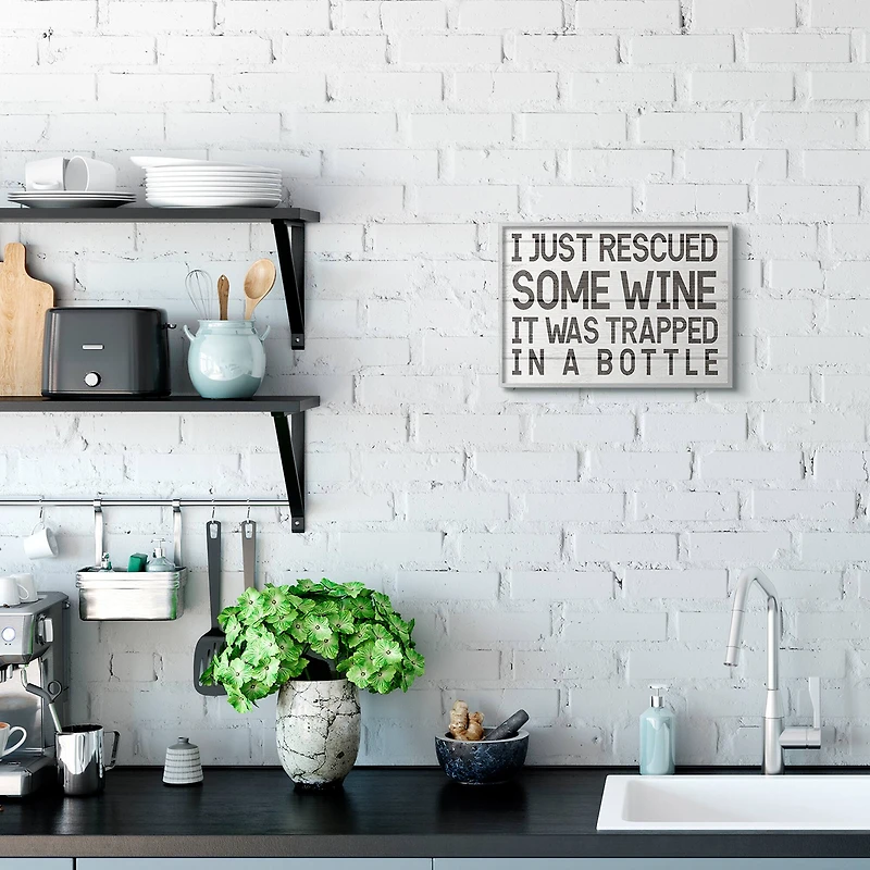 Stupell Industries Wine Trapped in Bottle Wall Accent with Gray Frame