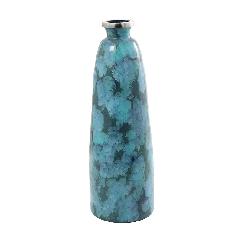 30" Teal Glass Handmade Vase