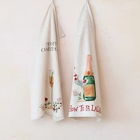 Hello Honey® 28" Cotton Slub Printed Tea Towel with Holiday Cocktail Set