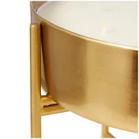12" White Jasmine Scented 5-Wick Candle with Gold Container and Stand