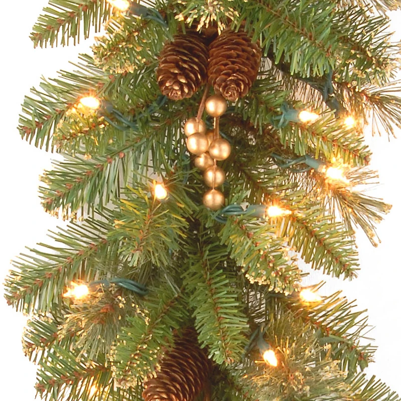 9' x 10" Pre-lit Glittery Pine Artificial Christmas Garland with 100 Clear Lights