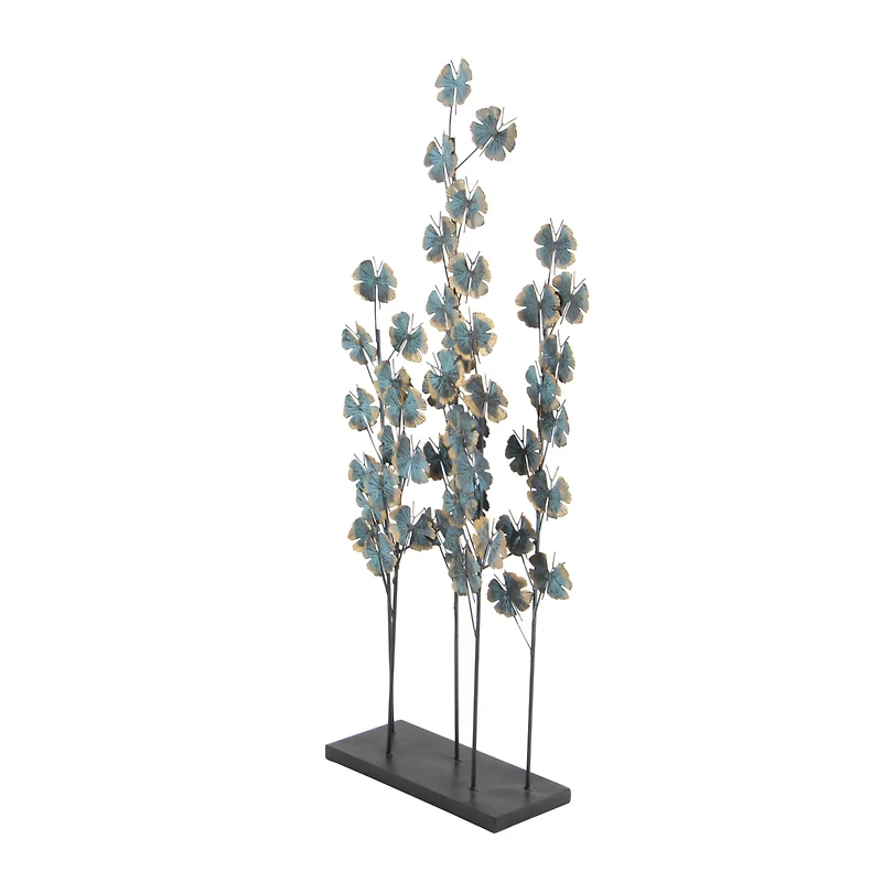 37" Turquoise Metal Contemporary Nature Sculpture
