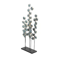 37" Turquoise Metal Contemporary Nature Sculpture