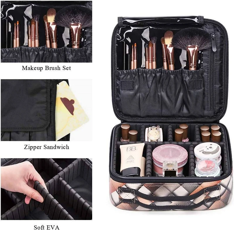 NEX™ Black Adjustable Waterproof Travel Makeup Bag with Dividers