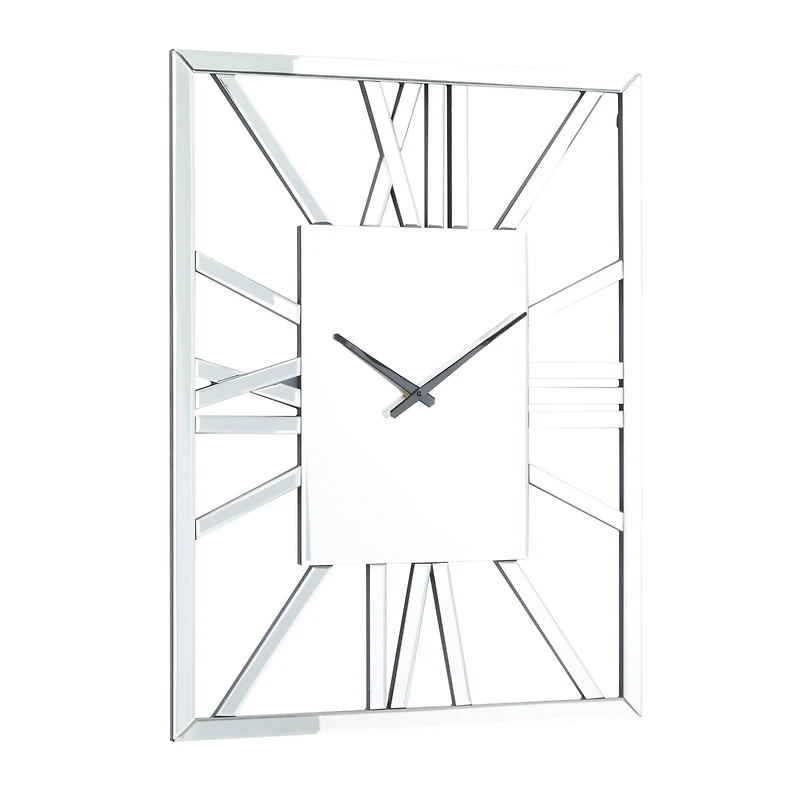 Silver MDF Glam Wall Clock, 32" x 2" x 24"