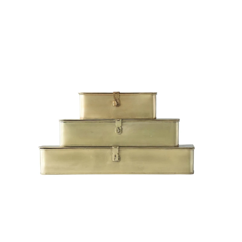 Hello Honey® Decorative Metal Boxes with Gold Finish Set