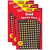 Trend Enterprises® superShapes Gold Sparkle Stars, 3 Packs of 1,300
