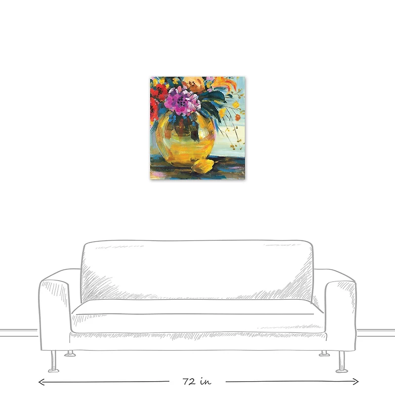 Lemon & Floral Vase Canvas Wall Art