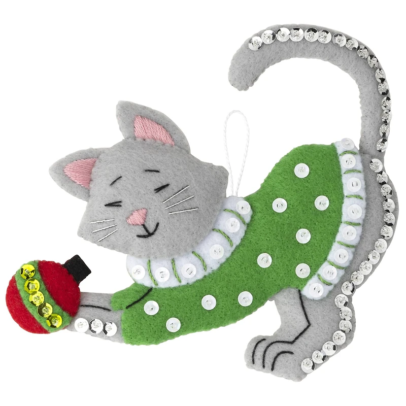 Bucilla® Cats in Ugly Sweaters Felt Ornaments Applique Kit Set