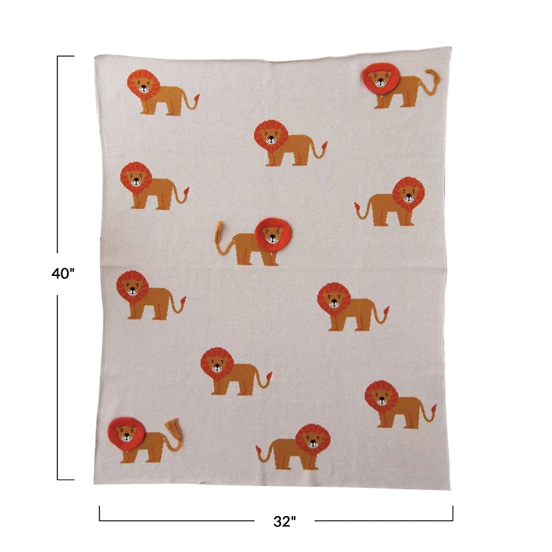 Hello Honey® Lion Print Cotton Knit Baby Blanket