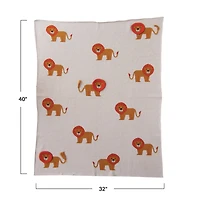 Hello Honey® Lion Print Cotton Knit Baby Blanket