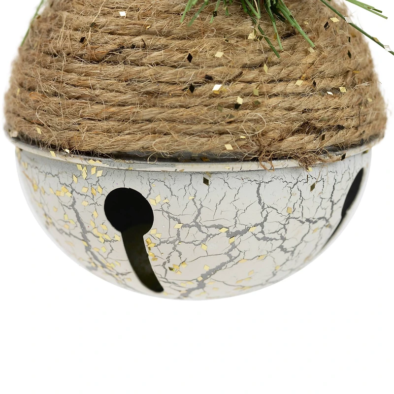 5" Green Rustic Pinecone & Holly Berry Jingle Bell Ornament