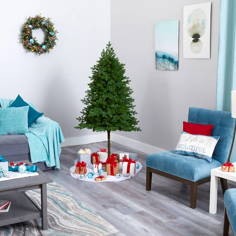 6ft. Pre-Lit Swiss Alpine Artificial Christmas Tree with Clear LED Lights