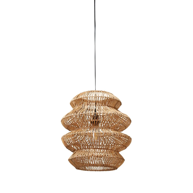Hello Honey® 16" Boho Natural Woven Rattan Sculptural Pendant Light