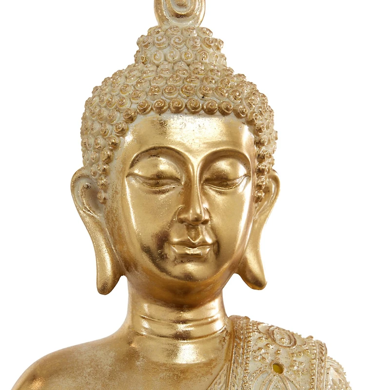 Gold Polystone Glam Sculpture, Buddha 20" x 14" x 9"