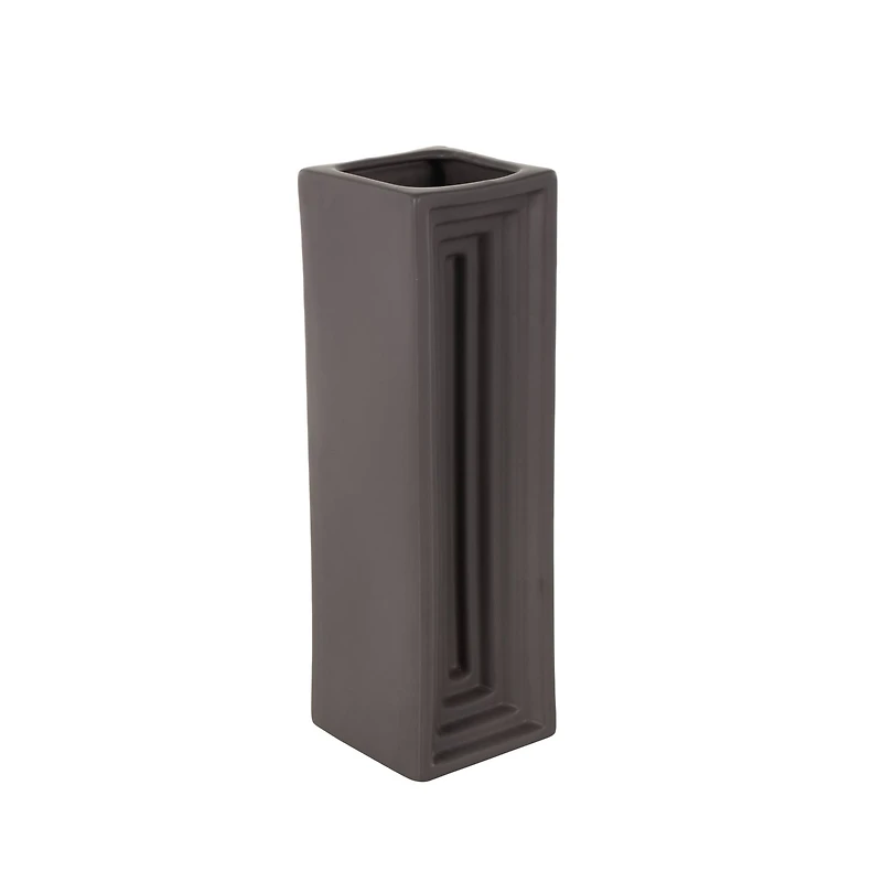 15" Black Rectangular Ceramic Vase