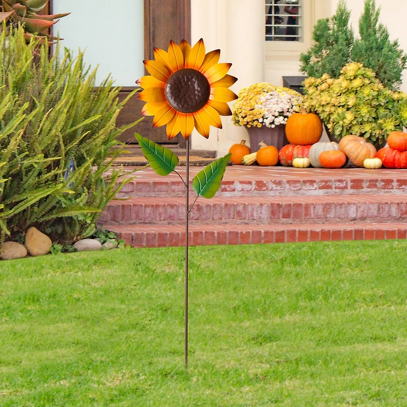 Glitzhome® 42" Fall Sunflower Metal Yard Stake