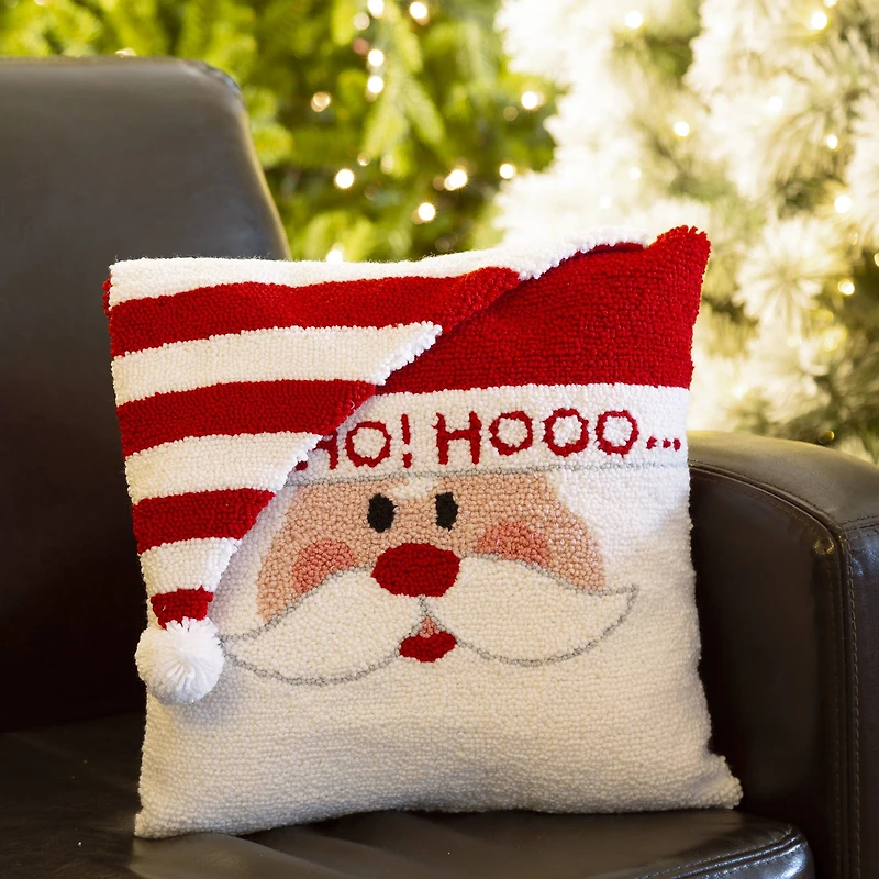 Glitzhome® 14" Hooked 3D Santa Pillow