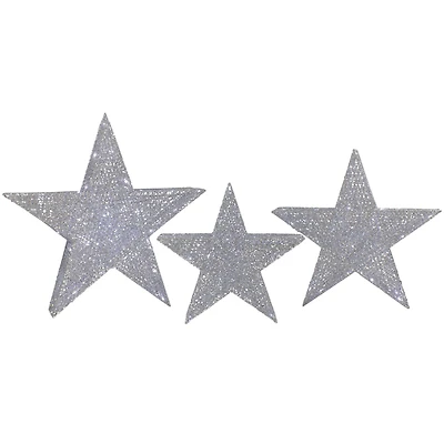 Silver LED Stars Outdoor Christmas Décor Set