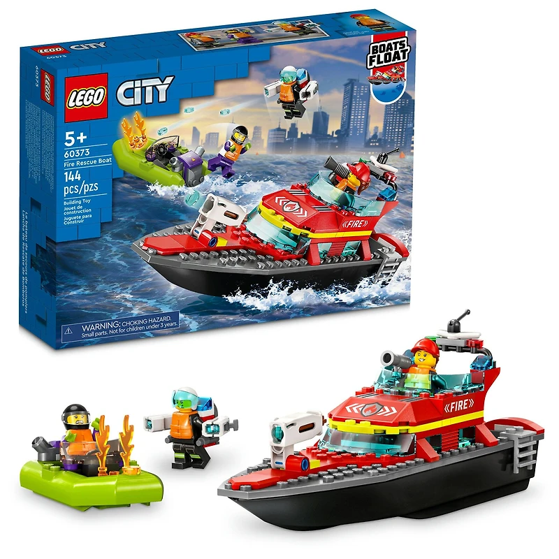 LEGO® City Fire Rescue Boat 60373 Building Toy Set (144 Pieces)