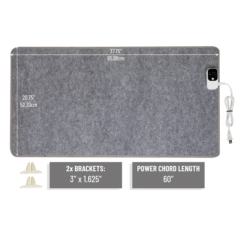 Mind Reader Under Desk Space Heater, Foldable Electric Foot Warmer Panel with Thermostat, Timer & Auto Shut Off, Portable Heater for Office or Home, Fabric, Gray