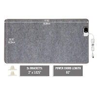 Mind Reader Under Desk Space Heater, Foldable Electric Foot Warmer Panel with Thermostat, Timer & Auto Shut Off, Portable Heater for Office or Home, Fabric, Gray