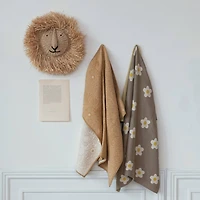 Hello Honey® Brown & White Flowers Cotton Knit Baby Blanket