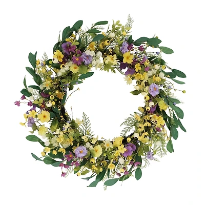 30" Multicolor Dogwood, Daisy & Poppy Floral Spring Wreath