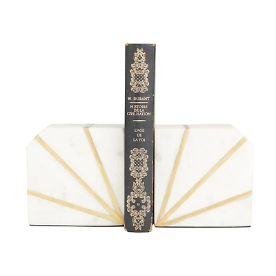 White Glam Abstract Bookends,