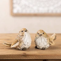 Carved Leaf Bird Figurines Set
