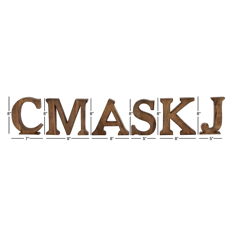 8" Brown Mango Wood Letter Set, 6ct.