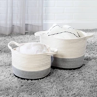 Honey Can Do Black & White Ombré Nesting Cotton Rope Storage Basket Set