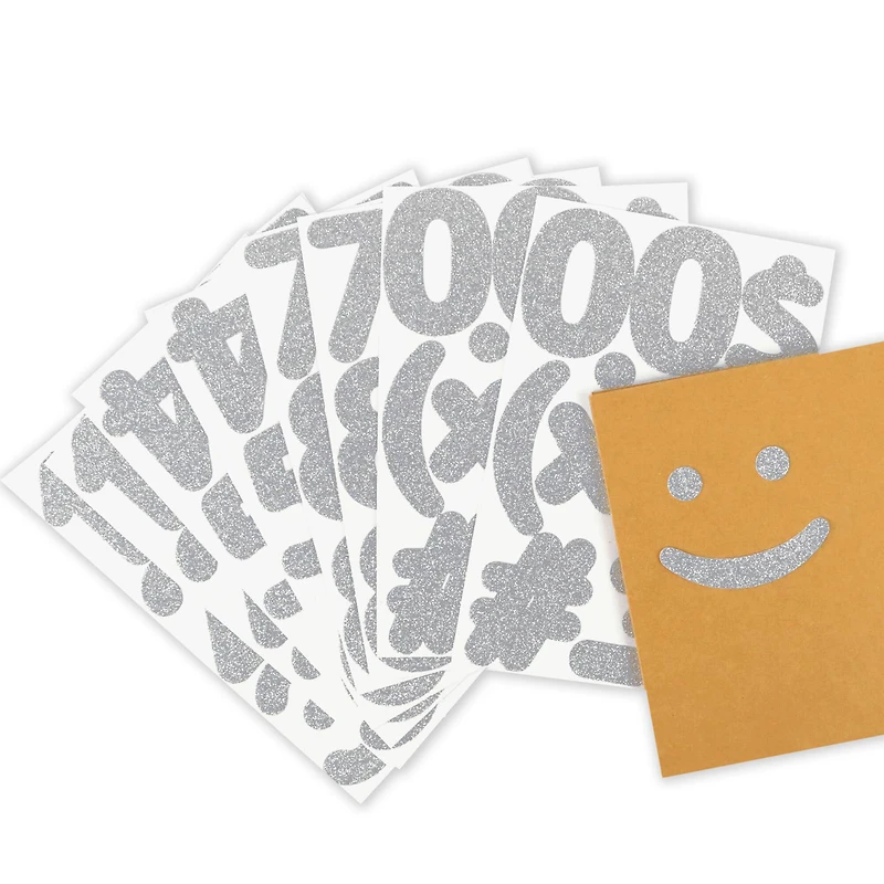 12 Pack: Silver Glitter Rounded Number Stickers by Recollections™