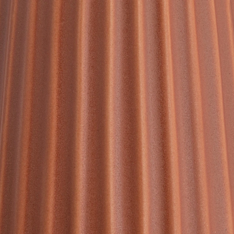 Hello Honey® 11.4" Matte Terra Cotta Round Stoneware Fluted Vase with Embossed Lines