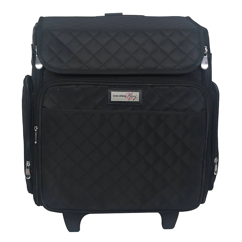 Everything Mary Black Quilted Rolling Scrapbook Storage Tote