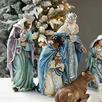 Glitzhome® Oversized Deluxe Blue Resin Nativity Figurine Set
