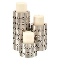 Silver Metal Industrial Candle Holder Set