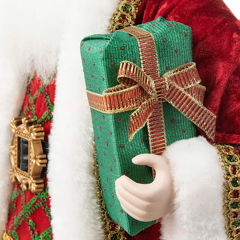 Glitzhome® 18" Faux Fur Traditional Christmas Santa Figurine