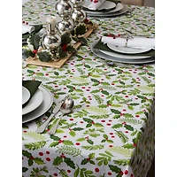 DII® 52" Boughs of Holly Print Tablecloth
