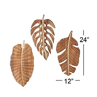 Brown Mango Wood Coastal Leaf Wall Décor Set