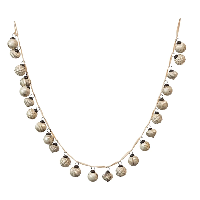 Hello Honey® 6ft. Cream Embossed Mercury Glass Ball Ornament Garland