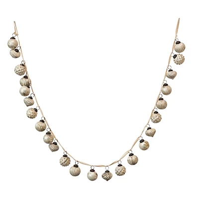 Hello Honey® 6ft. Cream Embossed Mercury Glass Ball Ornament Garland