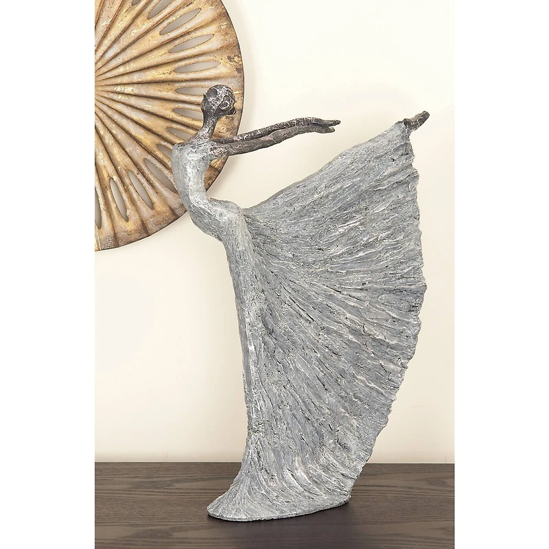 16" Gray Traditional Ballerina Sculpture