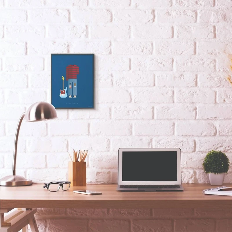 Stupell Industries Kurt Cobain Minimalist Illustration Black Framed Wall Art