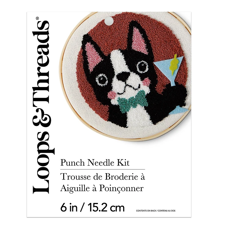 6" Dog with Martini Punch Needle Kit with Hoop by Loops & Threads®