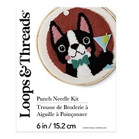 6" Dog with Martini Punch Needle Kit with Hoop by Loops & Threads®