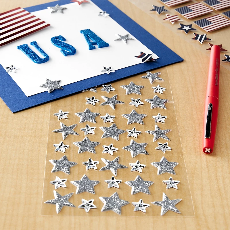 Silver Glitter Star Stickers by Recollections™