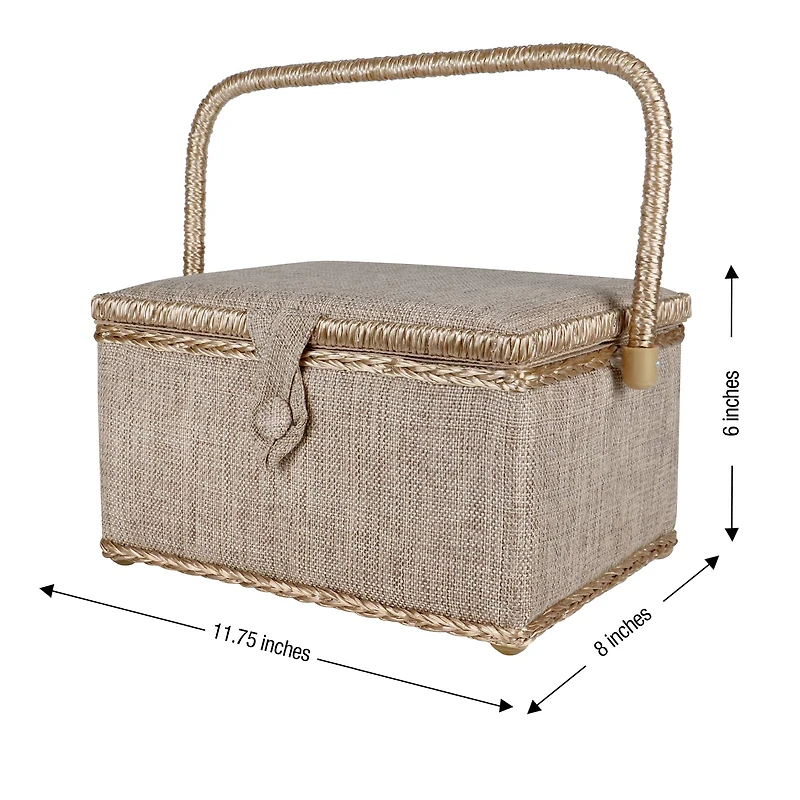 SINGER® Linen Fabric Large Sewing Basket